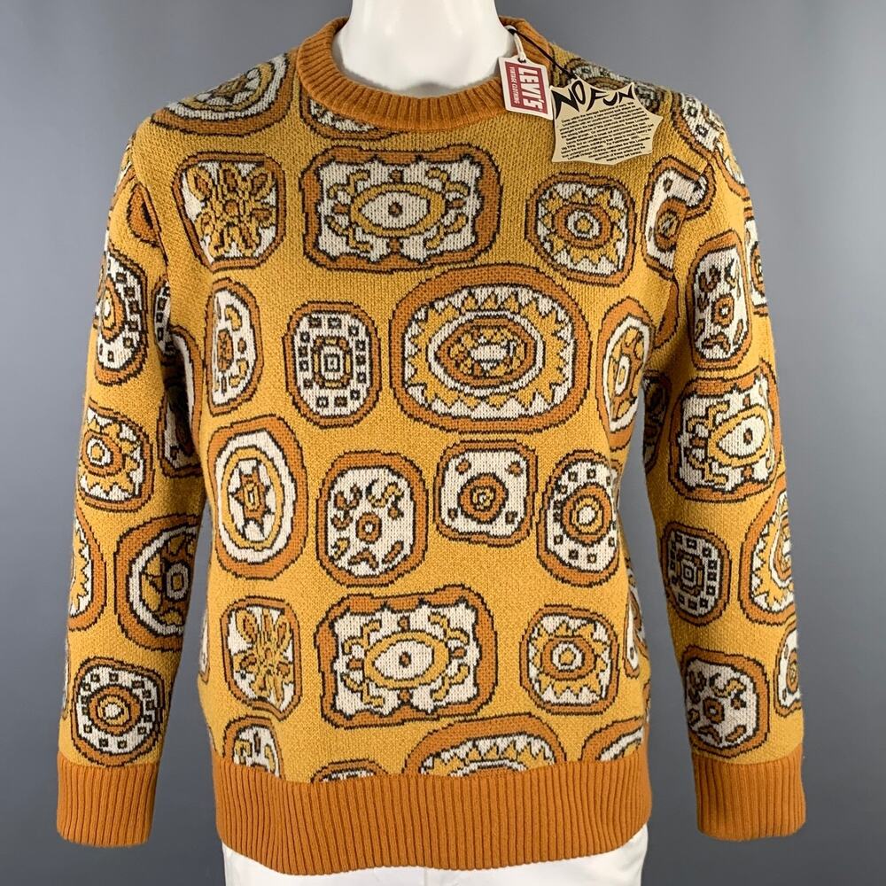 LEVI'S VINTAGE Size XL Tan Yellow Knitted Wool Blend Crewneck Sweater